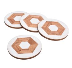Hexagon Wood And Resin CoasterÂ In Set Of 4
