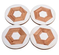 Hexagon Wood And Resin CoasterÂ In Set Of 4