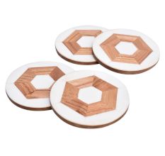Hexagon Wood And Resin CoasterÂ In Set Of 4
