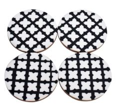 Black Moroccan Wood And Resin Coasters In Set Of 4