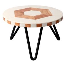 Wooden Hexagon Resin Geometric Cake Stand With Iron Legs
