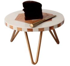 Wooden Hexagon Resin Geometric Cake Stand With Iron Legs