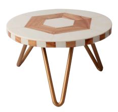 Wooden Hexagon Resin Geometric Cake Stand With Iron Legs