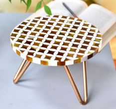 Wood And Resin Scandinavian Design Cake Stand and Planter Stool