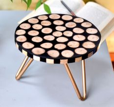 Wood And Resin Discs Design Iron Cake ServerÂ Stand