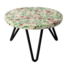 Multicolored Terrazzo Cake Stand Made with Wood Red And Iron Legs