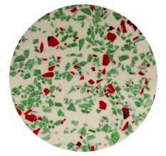 Multicolored Terrazzo Cake Stand Made with Wood Red And Iron Legs