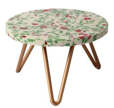 Multicolored Terrazzo Cake Stand Made with Wood Red And Iron Legs