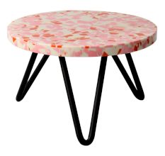 Wood And Resin Cake Plant Showpiece Decorative Stand With Iron Legs