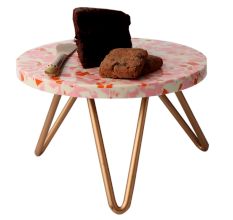 Wood And Resin Cake Plant Showpiece Decorative Stand With Iron Legs