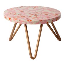 Wood And Resin Cake Plant Showpiece Decorative Stand With Iron Legs