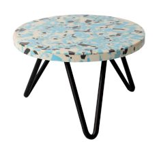 Blue Speckled Resin Cake Stand With Iron Legs