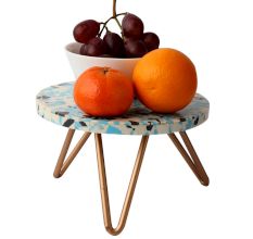 Blue Speckled Resin Cake Stand With Iron Legs