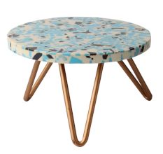 Blue Speckled Resin Cake Stand With Iron Legs