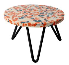 Wood And Resin Rainbow Speckled Cake Stand With Iron Legs