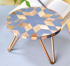 Wood and Resin Flower Cake Stand With Iron Legs