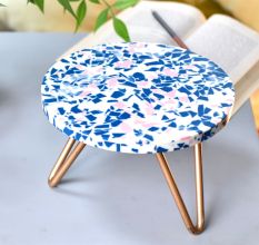 Speckly Affair Wood And Resin Cake Stand With Iron Legs