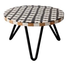 Black And White Wood And Resin Cake Stand With Iron Legs