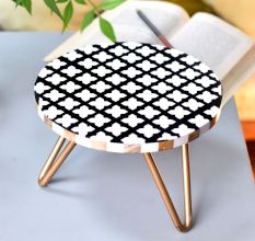 Black And White Wood And Resin Cake Stand With Iron Legs