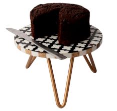 Black And White Wood And Resin Cake Stand With Iron Legs