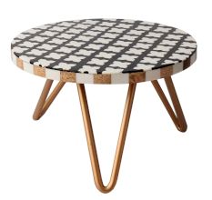 Black And White Wood And Resin Cake Stand With Iron Legs