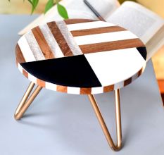Wood And Resin Styler Cake Stand With Iron Legs