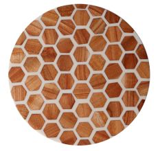 Honeycomb Wood And Resin Cake Stand With Iron Legs