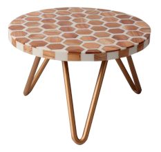 Honeycomb Wood And Resin Cake Stand With Iron Legs