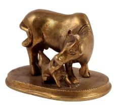 Brass Kamdhenu Cow andÂ Calf Statue