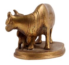 Brass Kamdhenu Cow andÂ Calf Statue