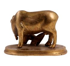 Brass Kamdhenu Cow andÂ Calf Statue