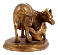 Brass Kamdhenu Cow andÂ Calf Statue
