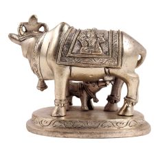 Brass Kamdhenu Statue In Golden Finish