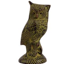 Owl Sitting On Log Brass Decorative Showpiece