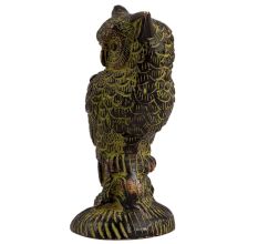 Owl Sitting On Log Brass Decorative Showpiece
