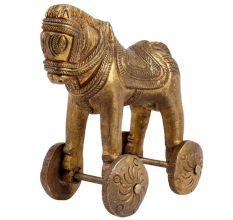 Brass Horse on Wheels Statue
