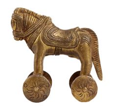 Brass Horse on Wheels Statue