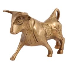 Brass Charging Bull Statue With Antique Finish