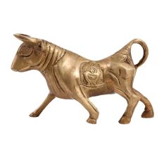 Brass Charging Bull Statue With Antique Finish