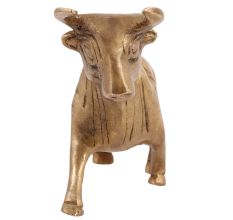 Brass Charging Bull Statue With Antique Finish