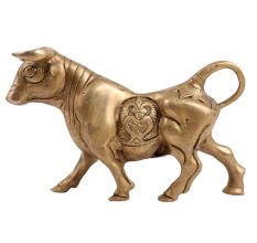 Brass Fighting Bull Statue