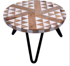 Wood And Resin Plant Or Cake StandÂ With Iron Legs