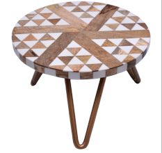 Wood And Resin Plant Or Cake StandÂ With Iron Legs