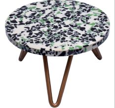 Terrazzo Wood Resin Cake Stand With Iron Legs