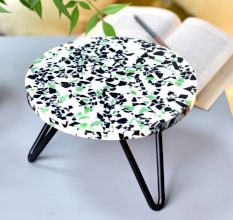 Terrazzo Wood Resin Cake Stand With Iron Legs