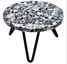 Terrazzo Wood Resin Cake Stand With Iron Legs