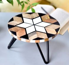 Wood Resin Modern Flower Cake Stand With Iron Legs