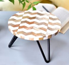 Chevron Magic Cake Stand Made With Wood And Resin With Iron Legs