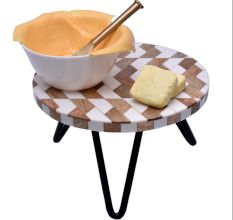 Chevron Magic Cake Stand Made With Wood And Resin With Iron Legs