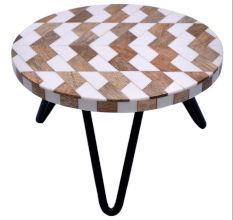 Chevron Magic Cake Stand Made With Wood And Resin With Iron Legs